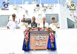 Indian Coast Guard Commissions Indigenous Fast Patrol Vessel ICGS Ajit at Goa Shipyard